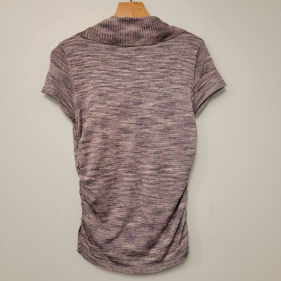 Apt. 9 Short‎ Sleeve Top Women’s Size S Pink Silver Metallic Cowl Neck - Picture 2 of 6